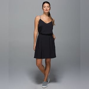 Lululemon City Summer Dress Mini Black with hidden zip pockets size 8